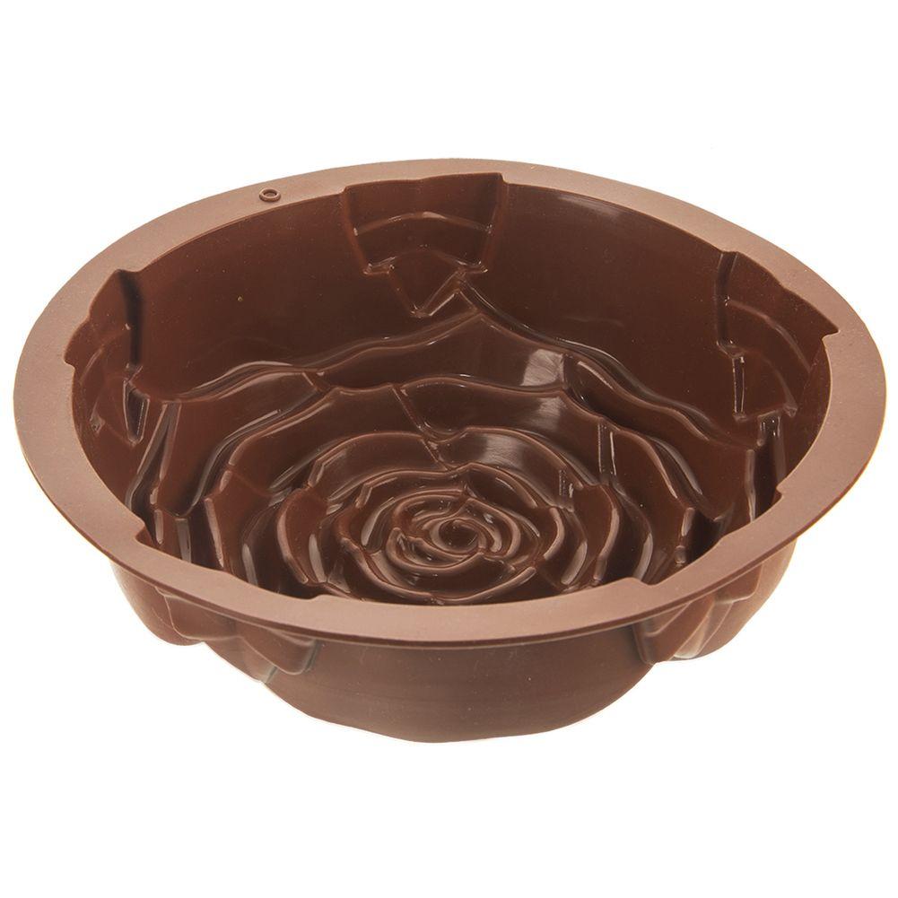 Forma do pieczenia babki ciasta silikonowa brązowa róża 25cm SILLINIE ORION 151790