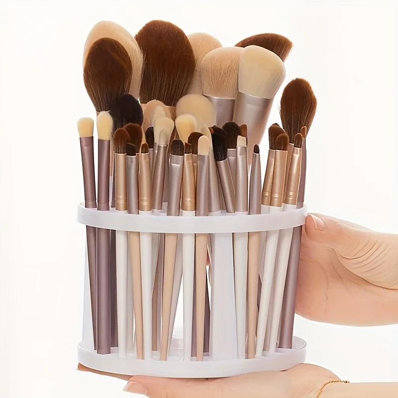 Multifunctional Makeup Brush Holder, Large Capacity Rotating Round Organizer for Brushes and Pencils (Without Makeup Brushes)