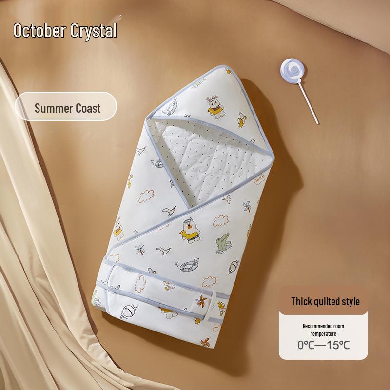 

October Crystal Autumn/Winter Pure Cotton Baby Swaddle Blanket - Thick Corn Cotton Wrap for Newborns 90x90