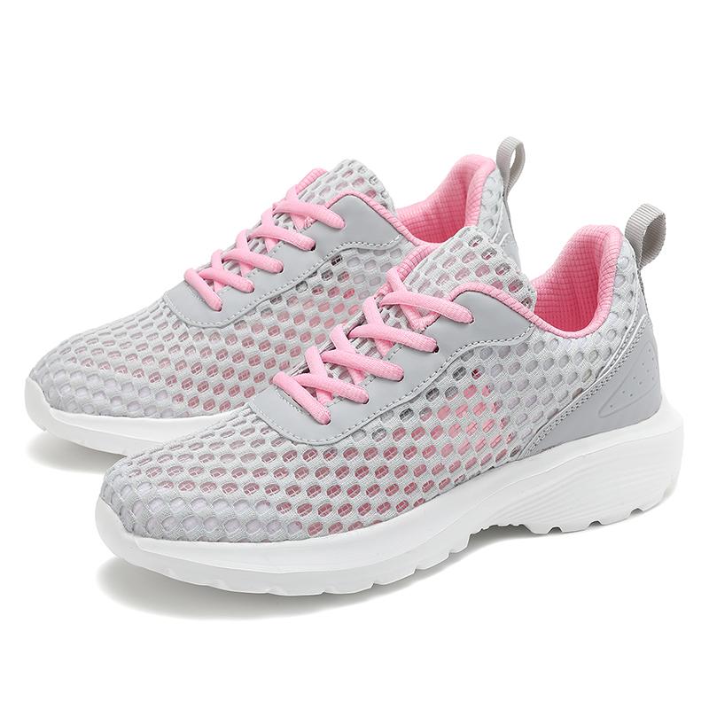 Summer Gray Women Casual Shoes Sports Mesh Breathable Summer Fashion Walking Shoes White Sneakers Big Size 42Ladies Flat Trainer