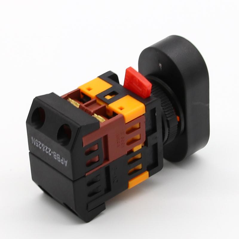 APBB22N 220V AC LED Yellow Light ON/OFF START STOP Momentary Push Button Switch 22mm 1 NO NC