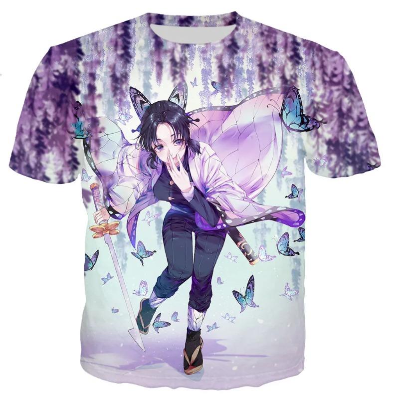 Toyo Cosplay Demon Slayer Kochou Shinobu T-shirt Pánské Dámské 3D Tisknutá Trička Casual Harajuku Style T-shirt Streetwear Topy
