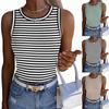 Women's Casual Sleeveless Round-neck I-shaped Striped Vest Top