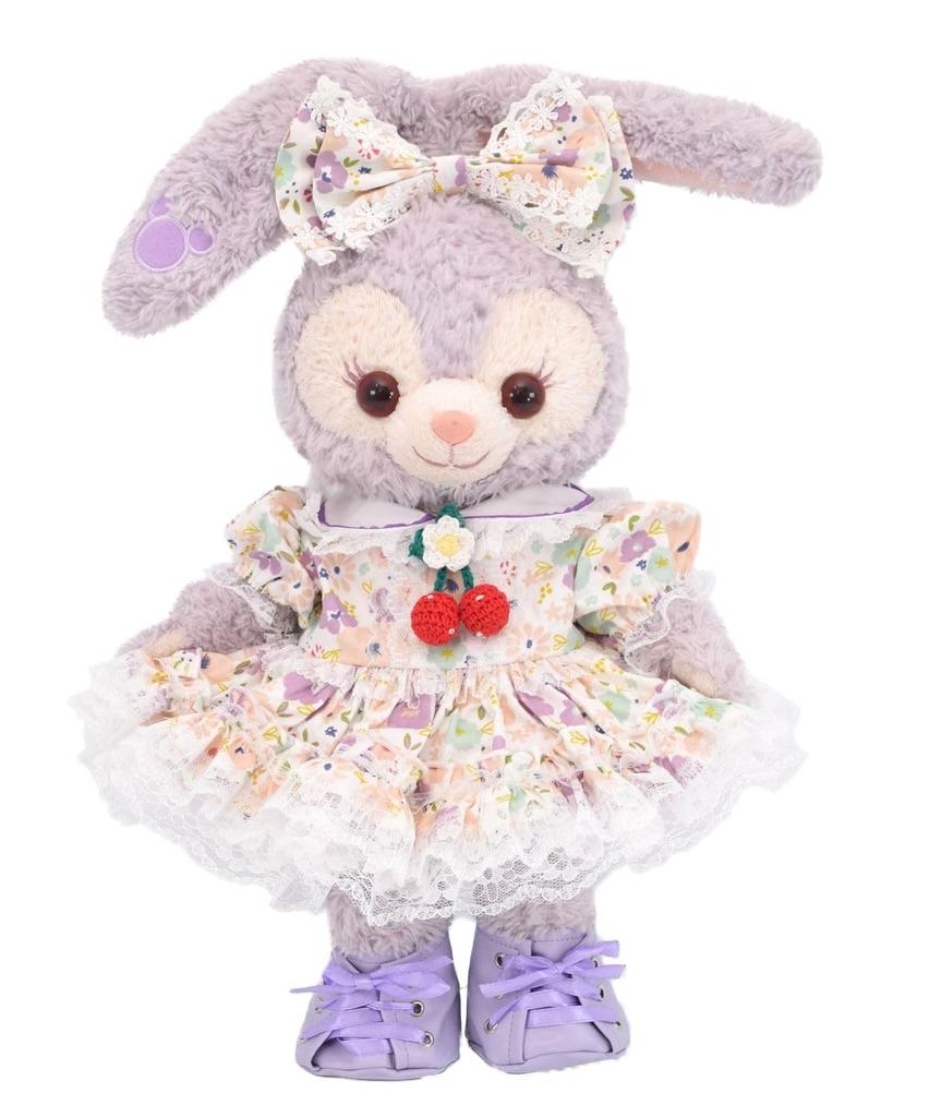 Teddy Bear Mail Order Alice Stella Lou Dress-Up Costume with Duffle Cape and Floral Print Dress (Size Small, Purple)