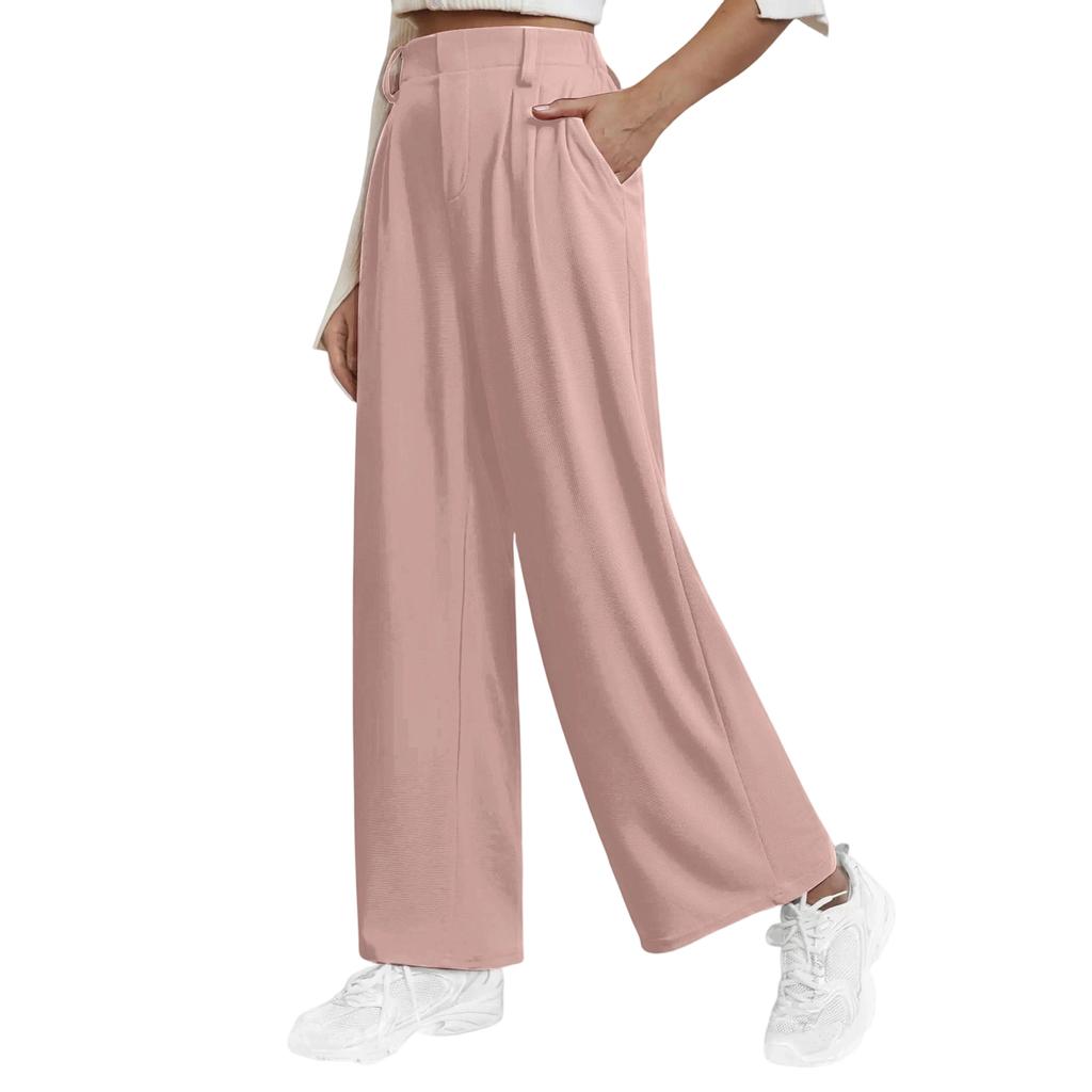 High Waist Wide Leg Pants for Women Casual Loose Fit Trousers with Side Pockets and Pleated Front Suitable for Daily Wear and Office