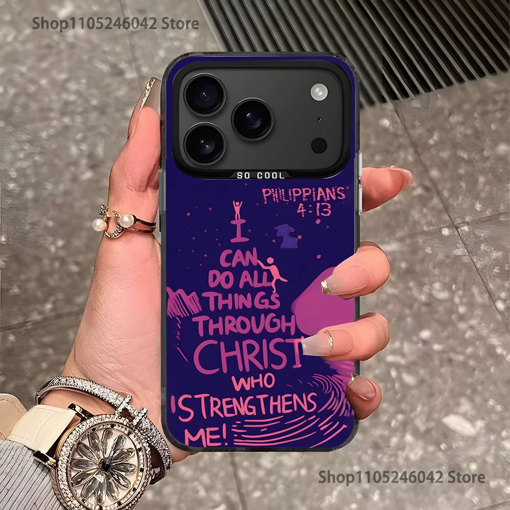 

Jesus Bible Verses Black Matte Shockproof CoverPhone Case For iPhone 17,16,15,14,13,12,11,Pro,Max,Plus iPhone15