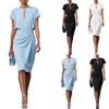 Damen Casual Temperament Kreuzknoten Rundhals Ausgeschnitten Kurzarm Kleid