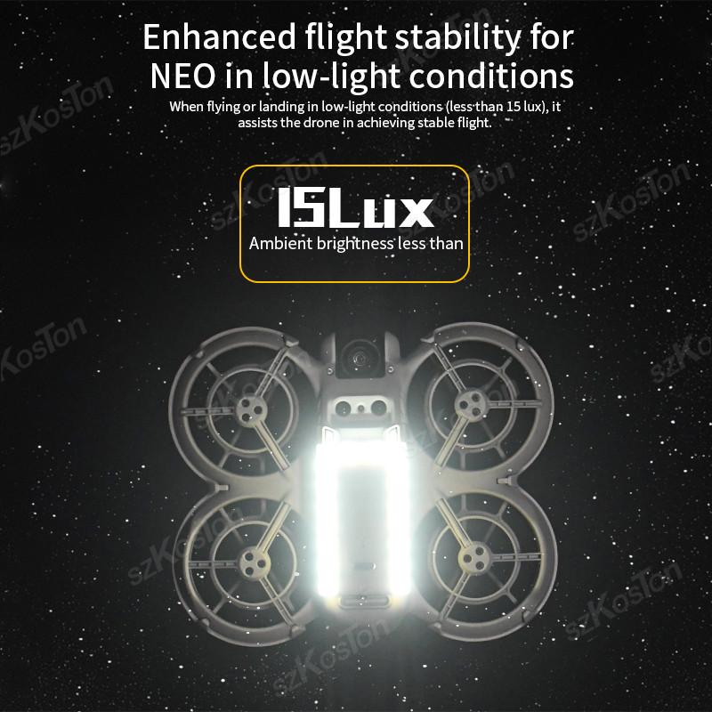 Para trem de pouso de drone DJI NEO Luz noturna Tripé luminoso Design de encaixe Bateria embutida Lâmpada recarregável para Dji Neo