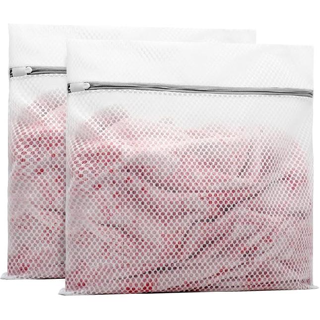Muchfun 2Pcs Durable Honeycomb Mesh Laundry Bags for Delicates 24 X 24 Inches (2 XX-Large)