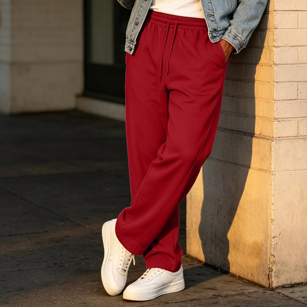 Men's Casual Loose Fit Straight Leg Sweatpants with Elastic Waistband for Athletic Training