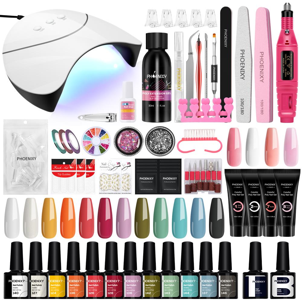 

Гель-лак для ногтей PHOENIXY, набор поли-гелей для ногтей, набор для маникюра, блестящий гель-лак для ногтей, полуперманентный гибридный лак, основа и превосходный дизайн ногтей