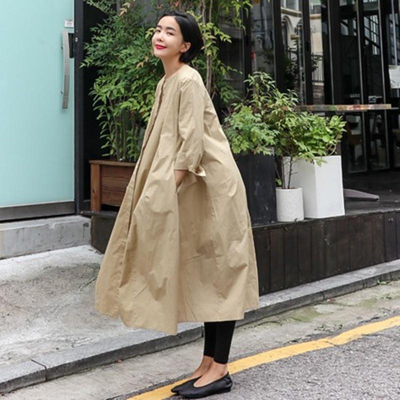 Johnature Korean Autumn Womens Tops Blouses Casual Loose Solid Color Long Cardigan Full Sleeve Women Shirts