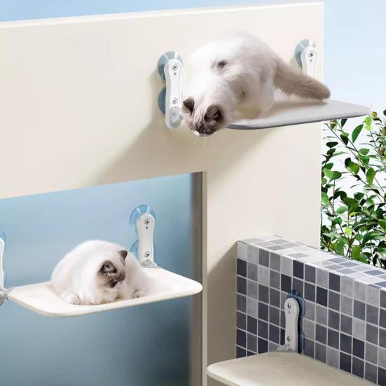 Suction Cup Cat Hammock Breathable Mesh Window Cat Perch Foldable Cat Bed Window Lounge for Indoor Cats Sunbathing Sleeping