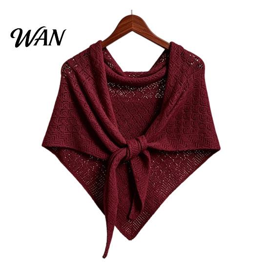 Travel Photography Shawl Women Knitted Triangle Shawl, Soft Wool Blend Pashmina Wrap, Lightweight Hollow Texture Scarf for Spring Autumn Layering And