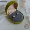 925 Sterling Silver Plated 14K Gold Korean Crystal Flower Stud Earrings Women High Quality All-match Jewelry