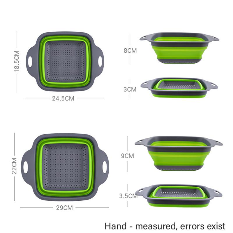 Silicone Folding Drainer Basket Portable Kitchen Strainer Fruit Vegetable Washing Folding Drainer Kitchenware Drain Device