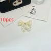 10pcs 10pcs Bow Appliques Pearl Beaded DIY Patches Hair Accessories Ornament Beaded Design Satin Tulle Beaded Bow Patches