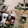Cartoon Cat Delightful Paw Christmas Stockings In Bright Red Green And Black White