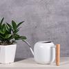 IMEEA Watering Can, 1200ml, Stainless Steel with Wooden Handle, Stylish, White, Round, Gardening Supplies
