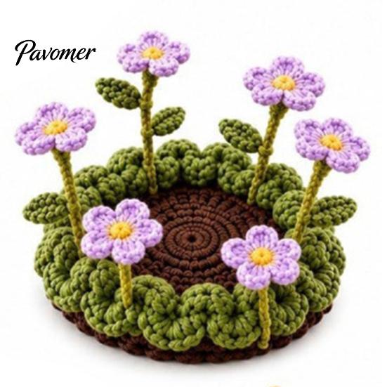 Decorative Tea Cup Pad Blooming Crochet Coaster, Handmade 3D Flower Mat for Coffee Mug Rug Tea, Cotton Yarn Drink Floral Table Decor Desk Protector
