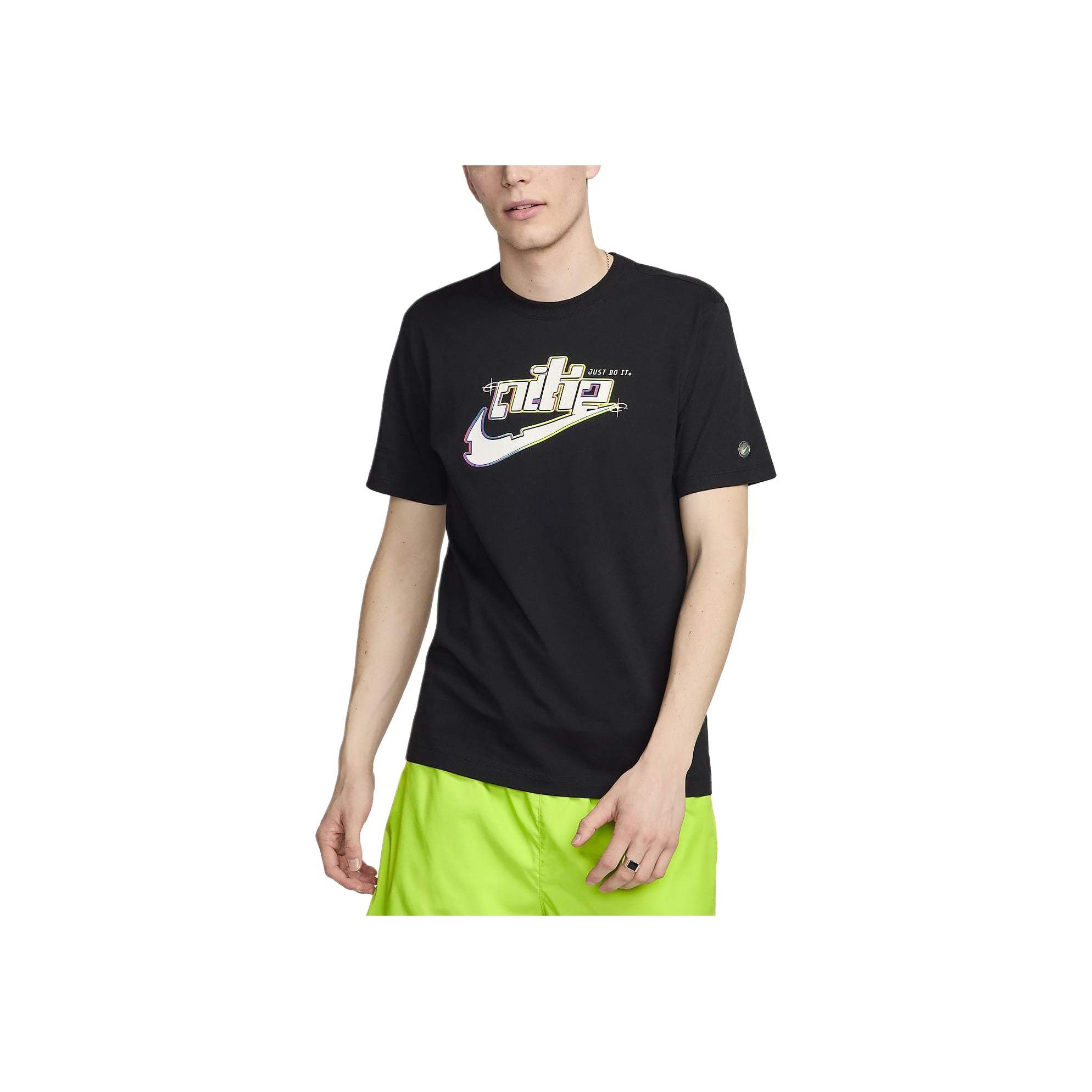 

Nike Повседневная мягкая футболка с коротким рукавом и принтом букв, мужская, топы, черная FV3746-010 XL