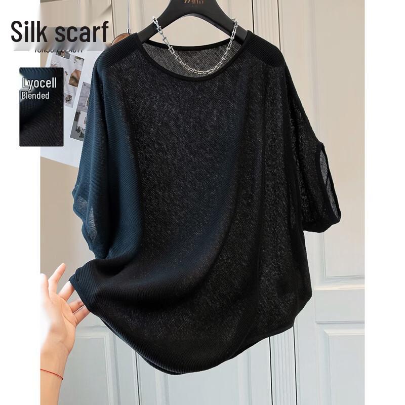 Женский джемпер с круглым вырезом из смесовой льняной ткани One Size