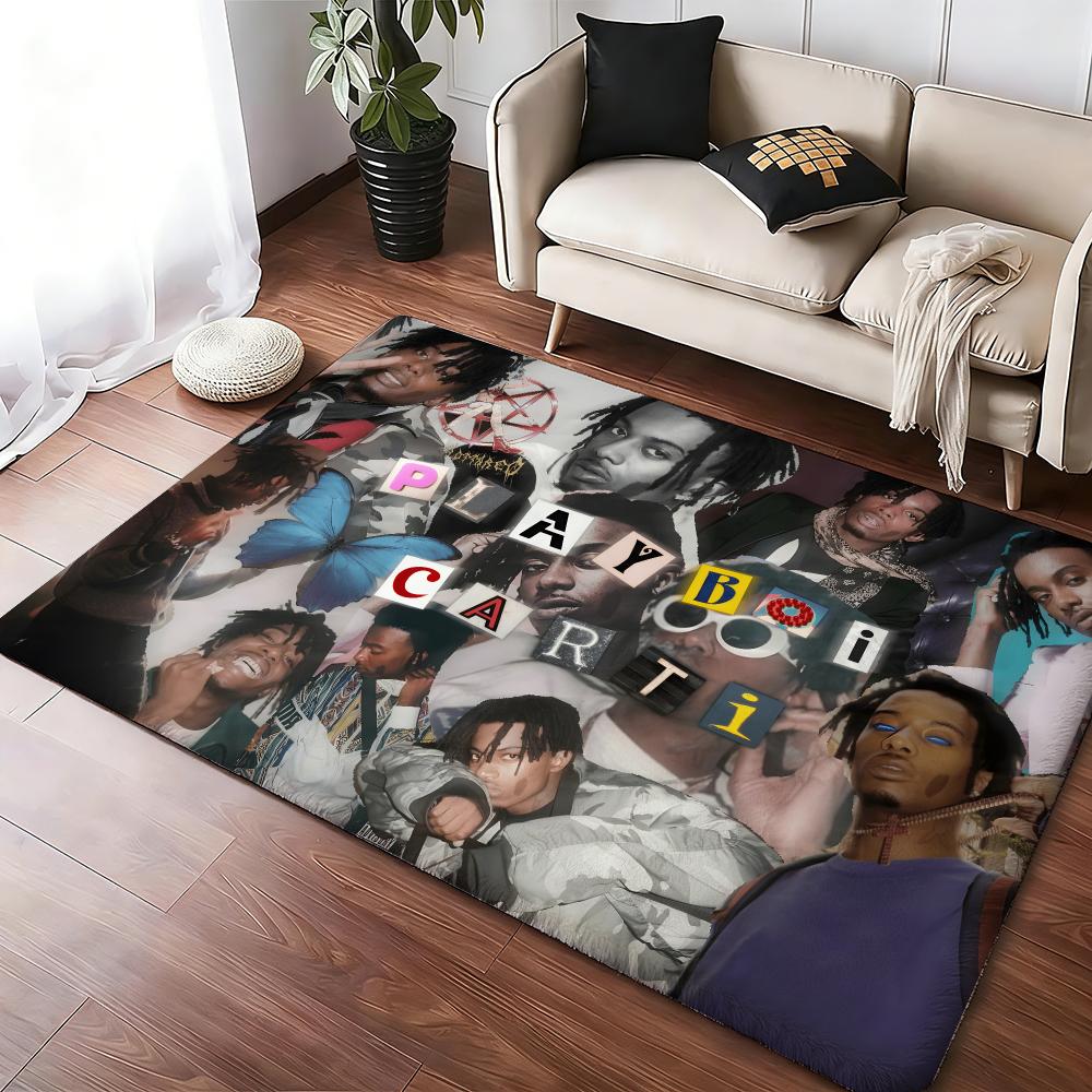 Singer P-Playboi Carti Floor Mat Soft Thickened Absorbent Non-Slip Bedroom Living Room Door Mat Home Decor Flannel Rugs