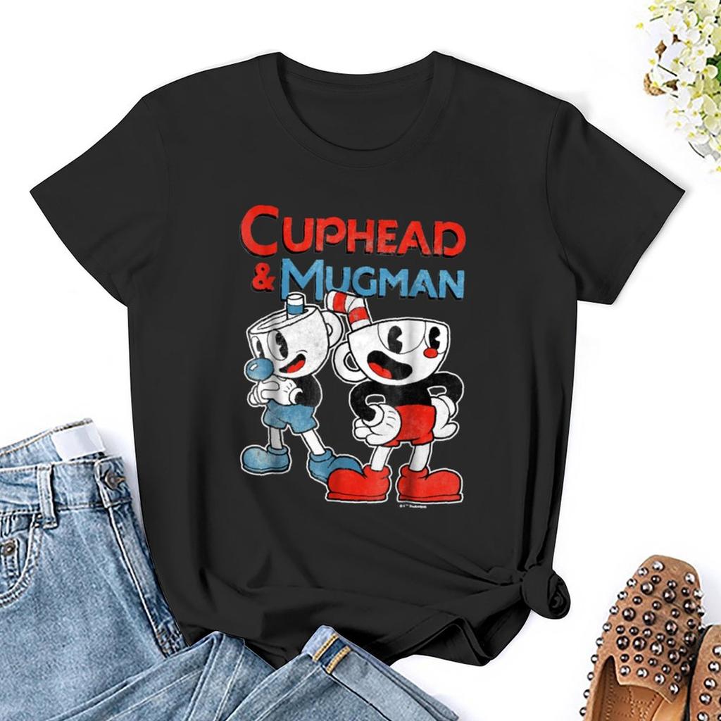 Cuphead Mugman Dynamic Duo Graphic T Shirt T-Shirt Cute Tops Blouse T-Shirts For Women Loose Fit