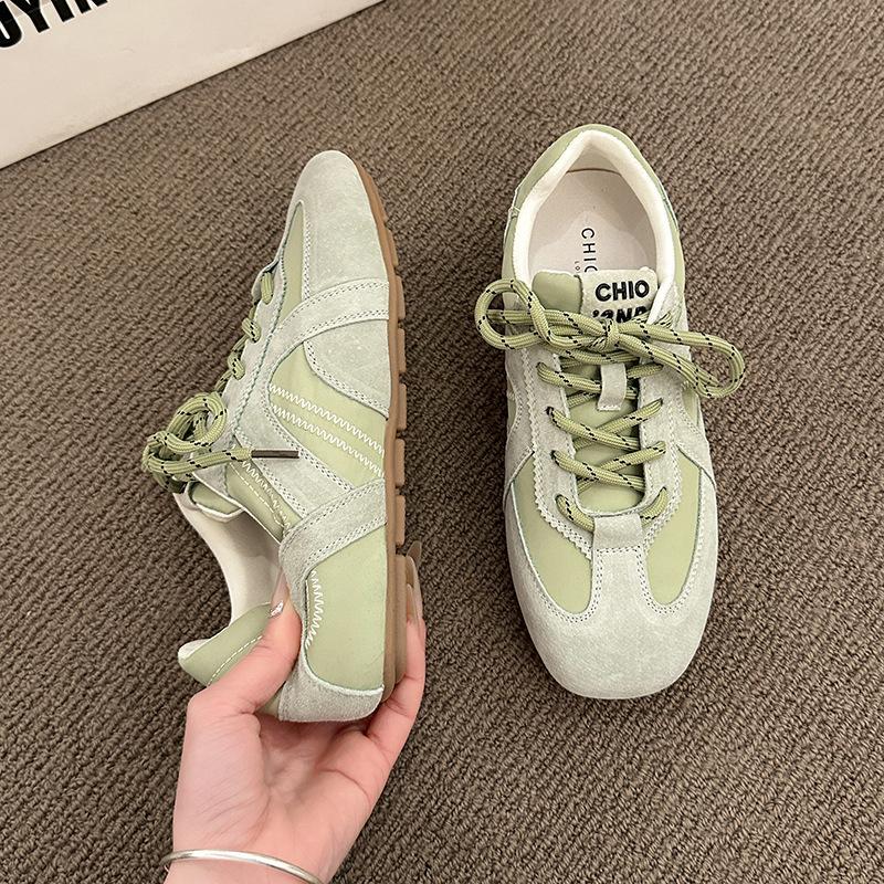 Retro Niche Lace-up Casual Shoes for Women's 2025 New Spring and Autumn Popular Super Fire Shoes Soft Leather Forrest Gump Sports Shoes
