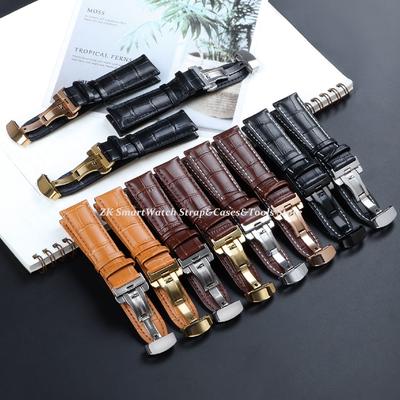 Genuine Leather Watch Straps with Box WatchBand 14mm 16mm 18mm 20mm 21mm 22mm 24mm Watch Bracelet Butterfly Clasp Wristband Belt