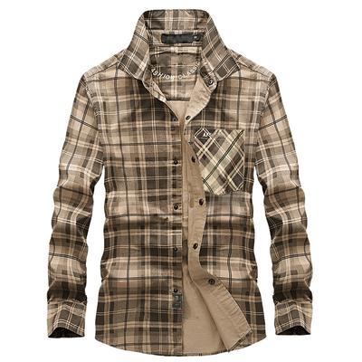 Stile Lavoro Autunno Nuova Camicia a Maniche Lunghe a Quadri da Uomo Trendy Camicia Inch Top da Uomo Velluto Verde Militare