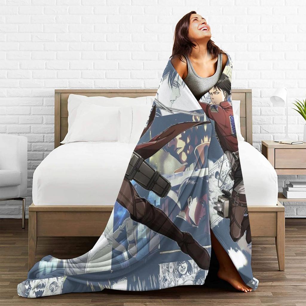 Levi Ackerman Blankets Soft Warm Flannel Throw Blanket Bedding for Bed Living Room Picnic Travel Home Couch