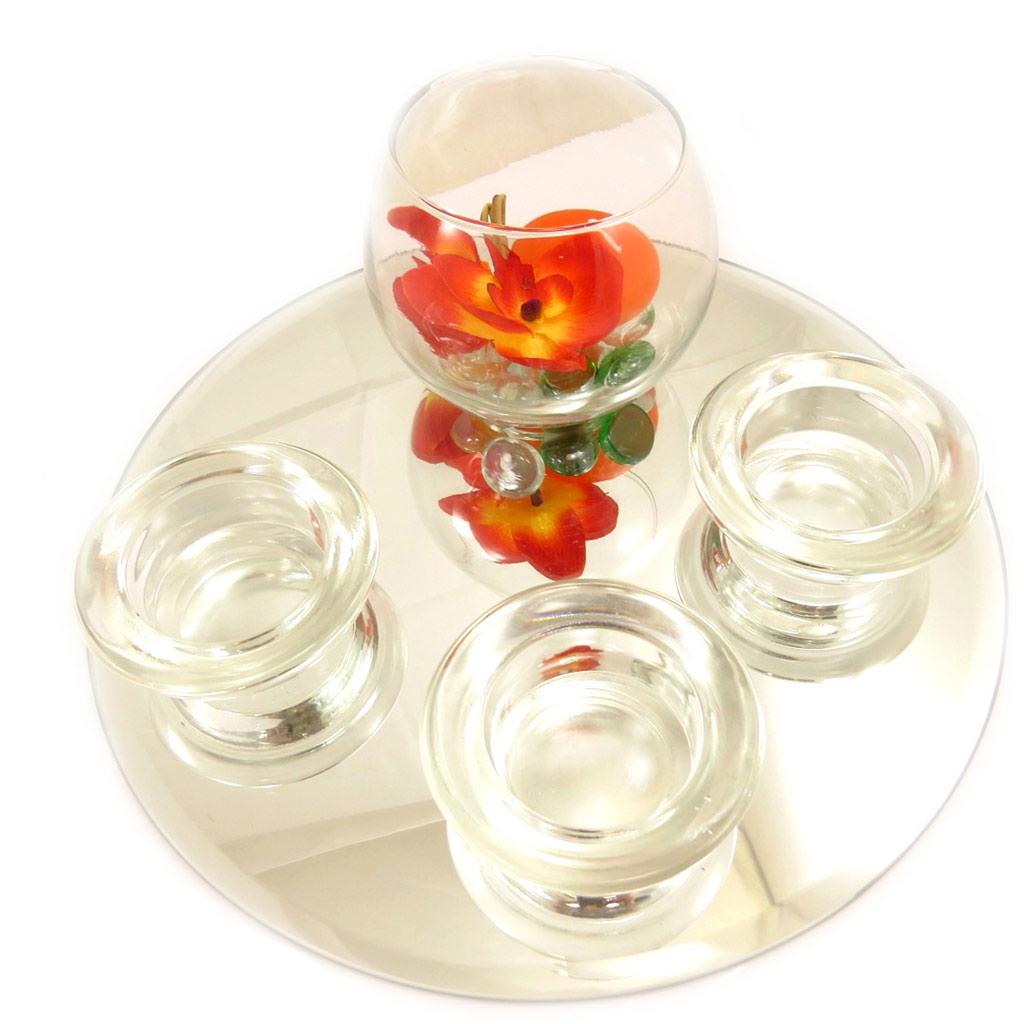 Les Trésors De Lily [L4085] - Floating Candle Tray 'Belle De Soie' Mirror (orange) - 25x9 Cm