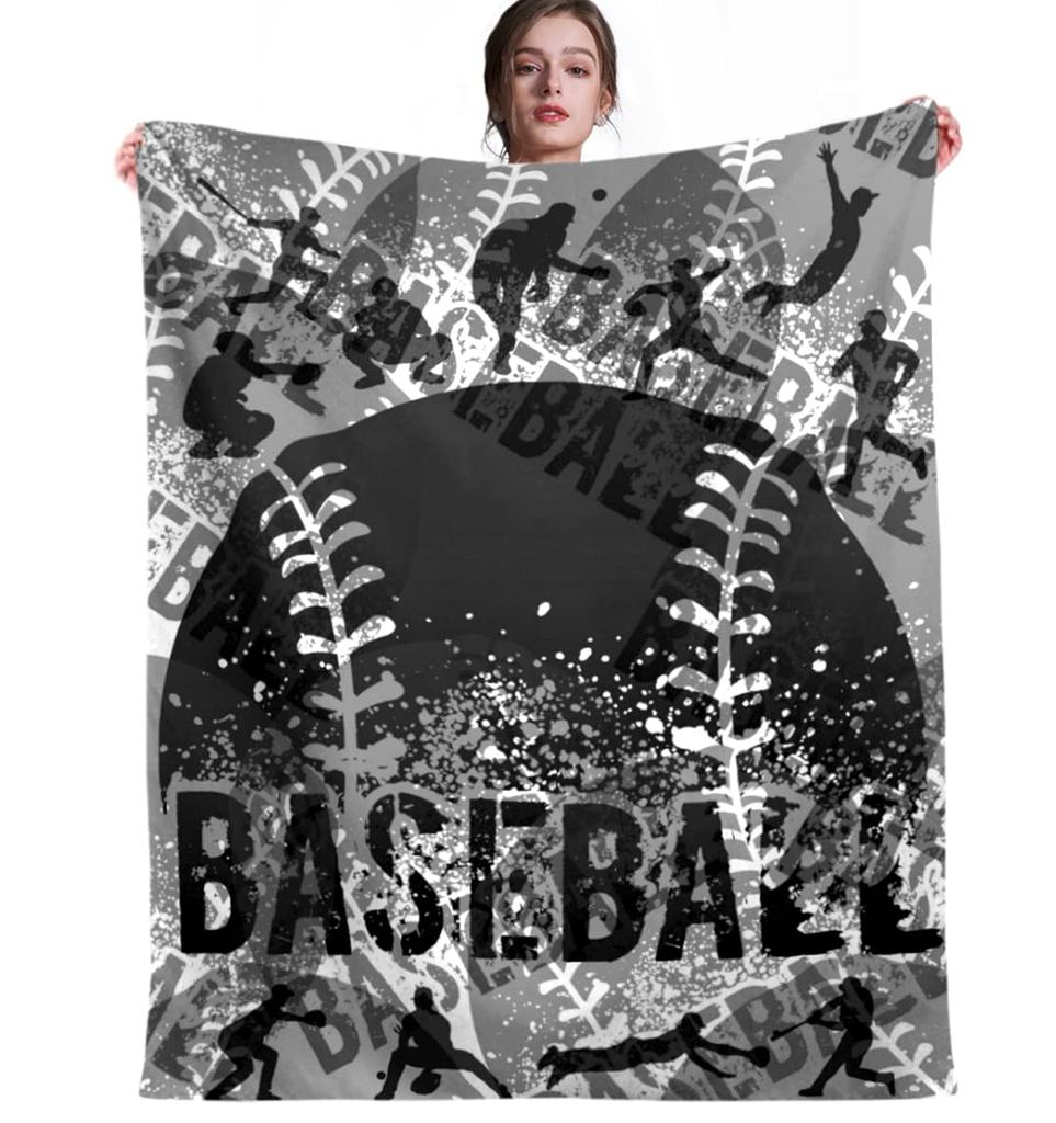 Blanket Softball Baseball in Grey Throw Blanket Ultra Soft Velvet Blanket Lightweight Bed Blanket Quilt Durable Home Decor