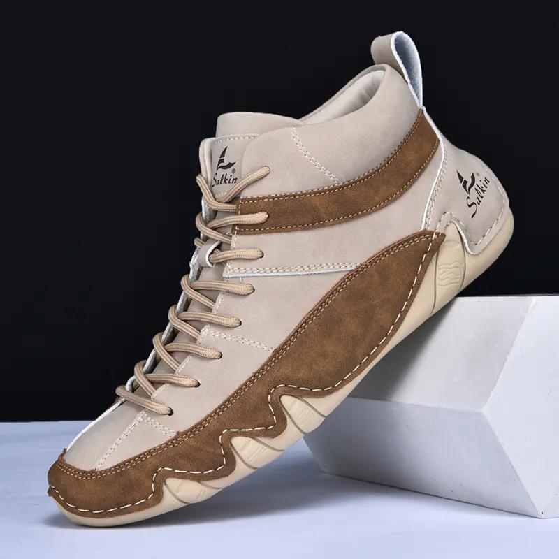 Fashion Leather Casual Shoes Sneakers for Men Fashion Outdoor Walking Loafers Shoes Comfortable Footwear Luxury Man Boots 2025 Size 48