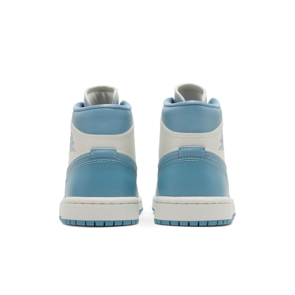Damen Air Jordan 1 Mid 'University Blue' (Damengrößen) Segel / Segel / Abgetragene Blaue Vintage Basketballschuhe BQ6472 141