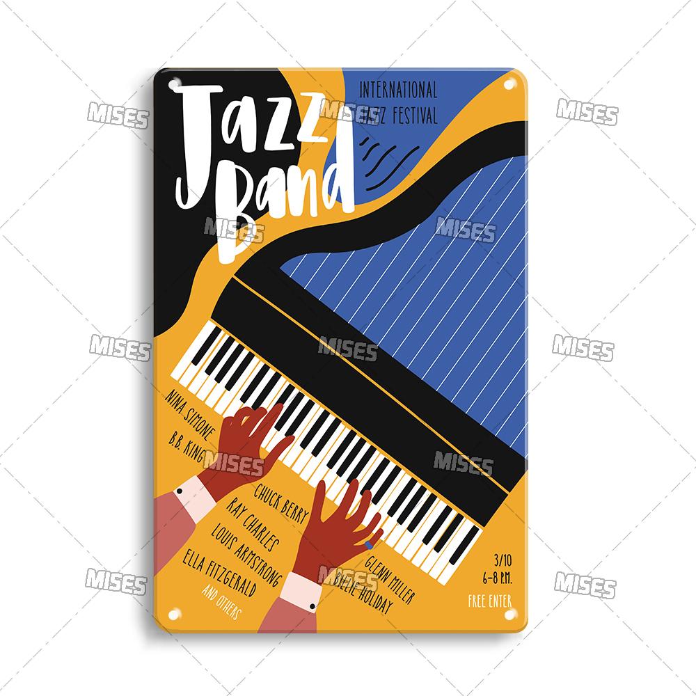 DORA Tin Sign MISES Music Metal Plate Rock Metal Plaque Vintage Metal Poster Bar Club Home Decorative Plate Musical Instrument Metal Sign