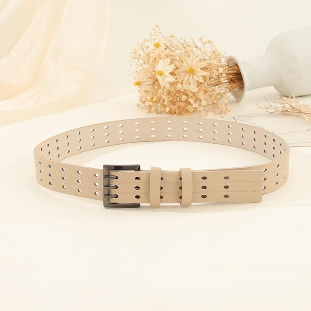 Versatile Leather Waistband Vintage Women's Dress Jeans Belt Niche Three-Row Wide Belt  Spicy Girls