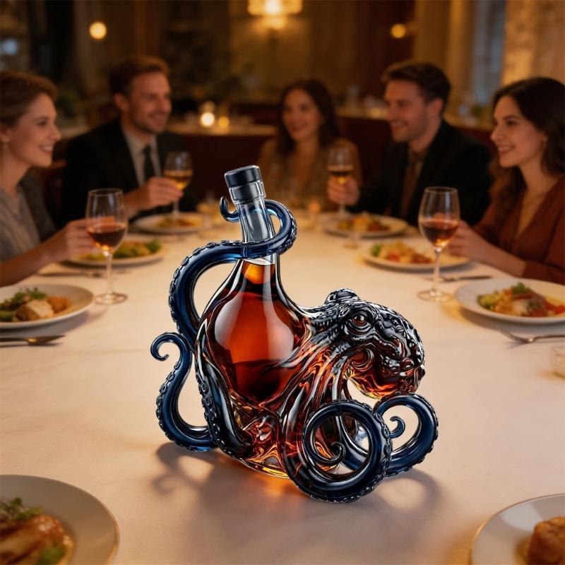 Creative Glass Octopuses Whiskeys Decanter Liquor Dispenser with Secure Suction Base For Home Club And Party Serving