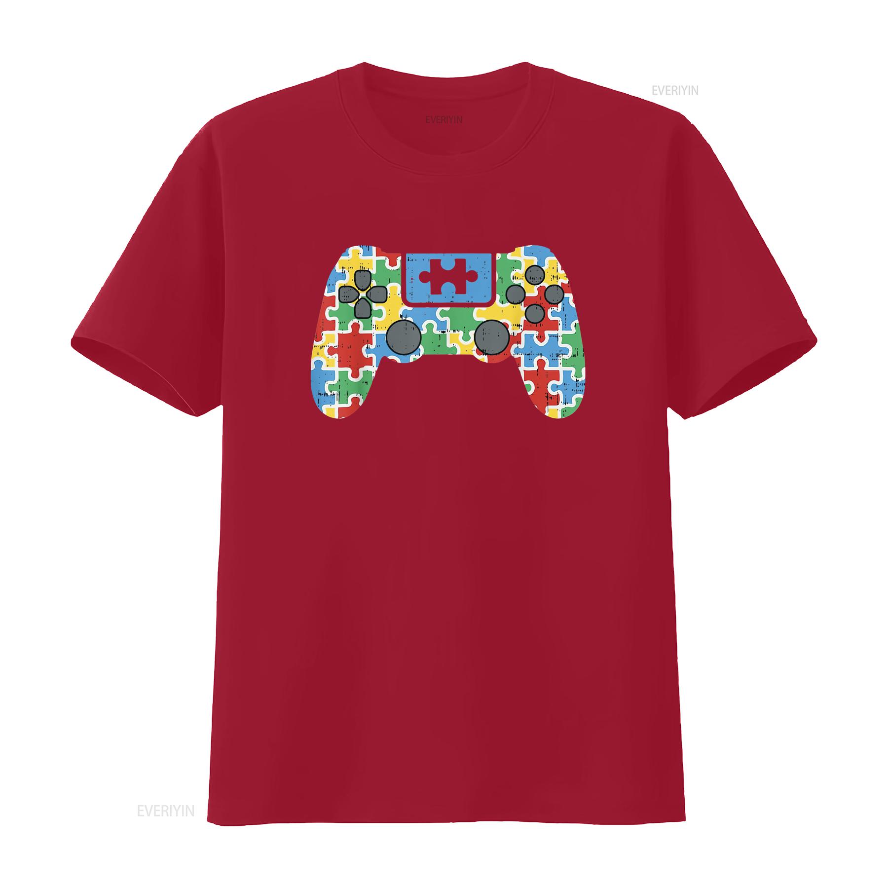 

Womens Autism Awareness Game Controller T Shirt Autistic Gamer Boys vintage Washed Versatile Casual Unisex designer clothes S