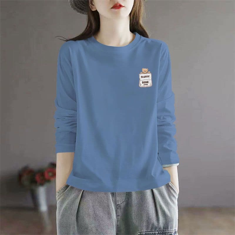Kreatives bedrucktes Langarm-T-Shirt für Damen, atmungsaktiv, weich und bequem, geeignet für Freizeitkleidung das ganze Jahr über