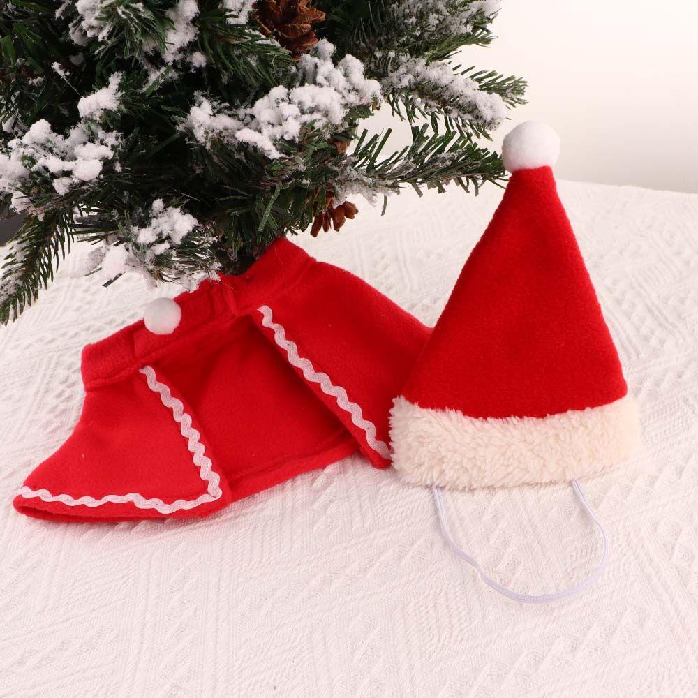 Winter Xmas Pet  Clothing Cute Cloak Hat Red Scarf Hat Puppy Warm Pet Clothes Christmas Clothes Pet Cosplay Costume Pet Costume