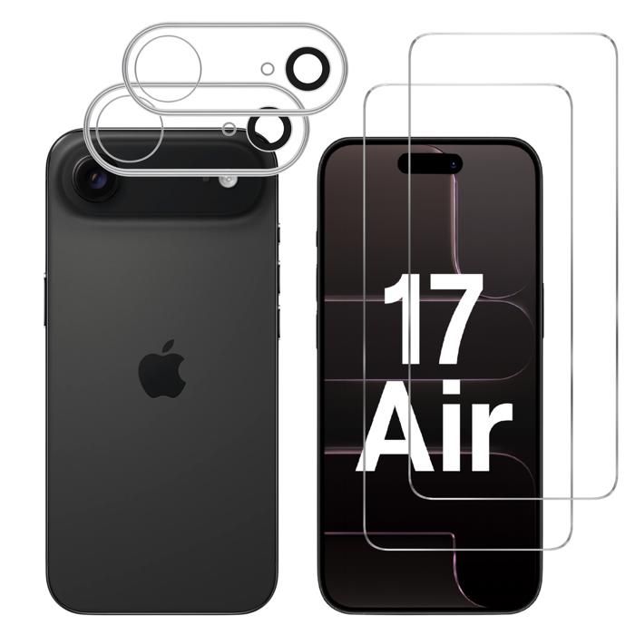 Verre Trempé - PHONILLICO - iPhone 17 AIR - Pack 2 - Protection Écran et Caméra - Résistant aux Rayures