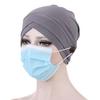 Women Solid Color Front Cross Beanie Bonnet Breathable Hat Cap with Button
