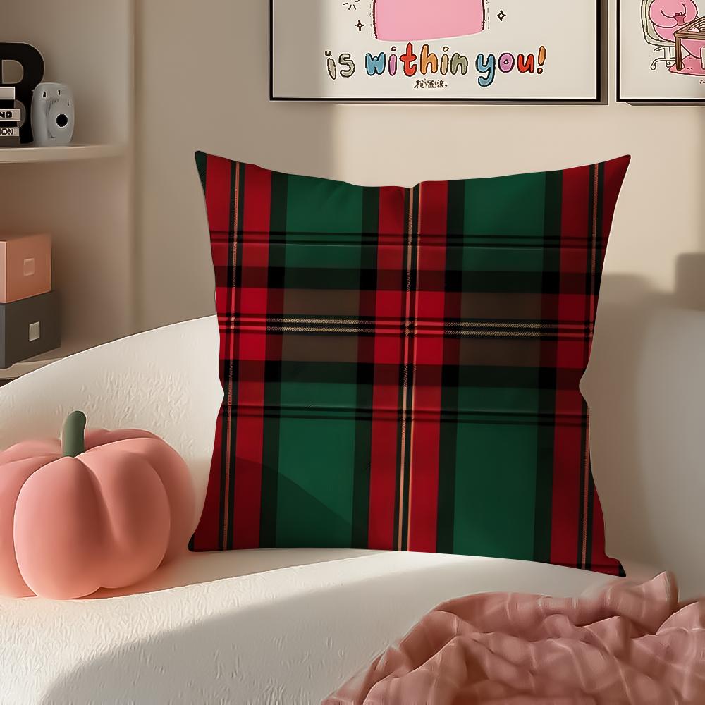 Classic Plaid Scottish attern NNordic Scottish Cushion Cover Pillowcase Short Plush Invisible zipper Room Sofa Cushion Cover