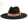 Suede 9.5cm Large brim Fedora British Top Hat Autumn/Winter Women's Suede Tassel Hat Unisex Chapau Femme