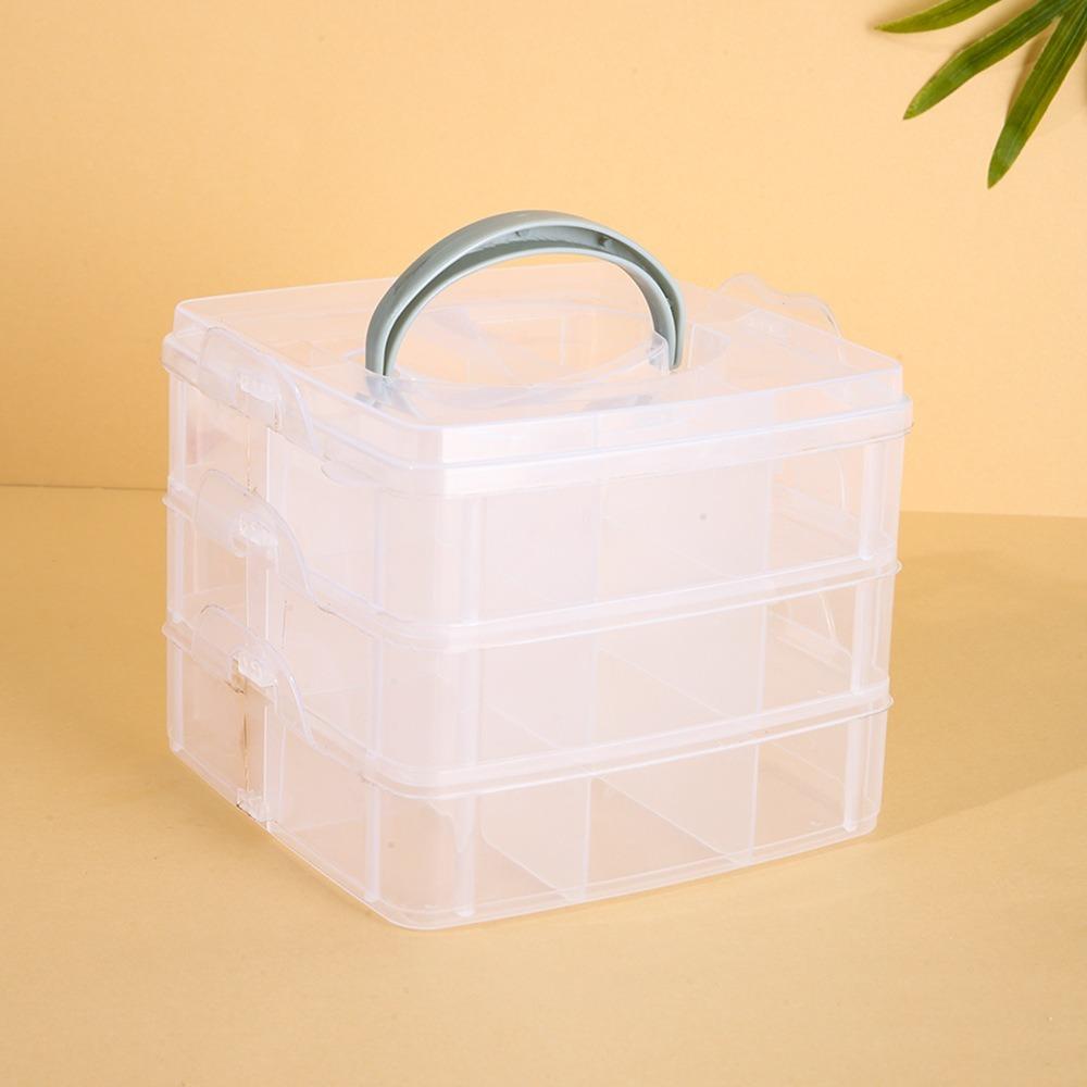 3-layers Plastic Storage Box Detachable Crafts Tool Case  Rings Jewelry Display
