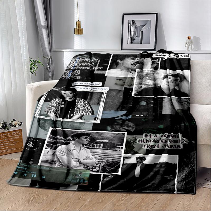 3D Shawn Mendes Handwritten Singer Soft Plush Blanket,Flannel Blanket Throw Blanket for Living Room Bedroom Bed Sofa Kid Gift