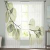 Grüne Blätter Zweige Einfacher Vorhang für Wohnzimmer Transparente Tüllvorhänge Fenstersheer für das Schlafzimmer Zubehör Dekor