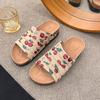 2025 new summer niche cherry print one-pedal muller shoes women wear one-word slippers sandals fashion